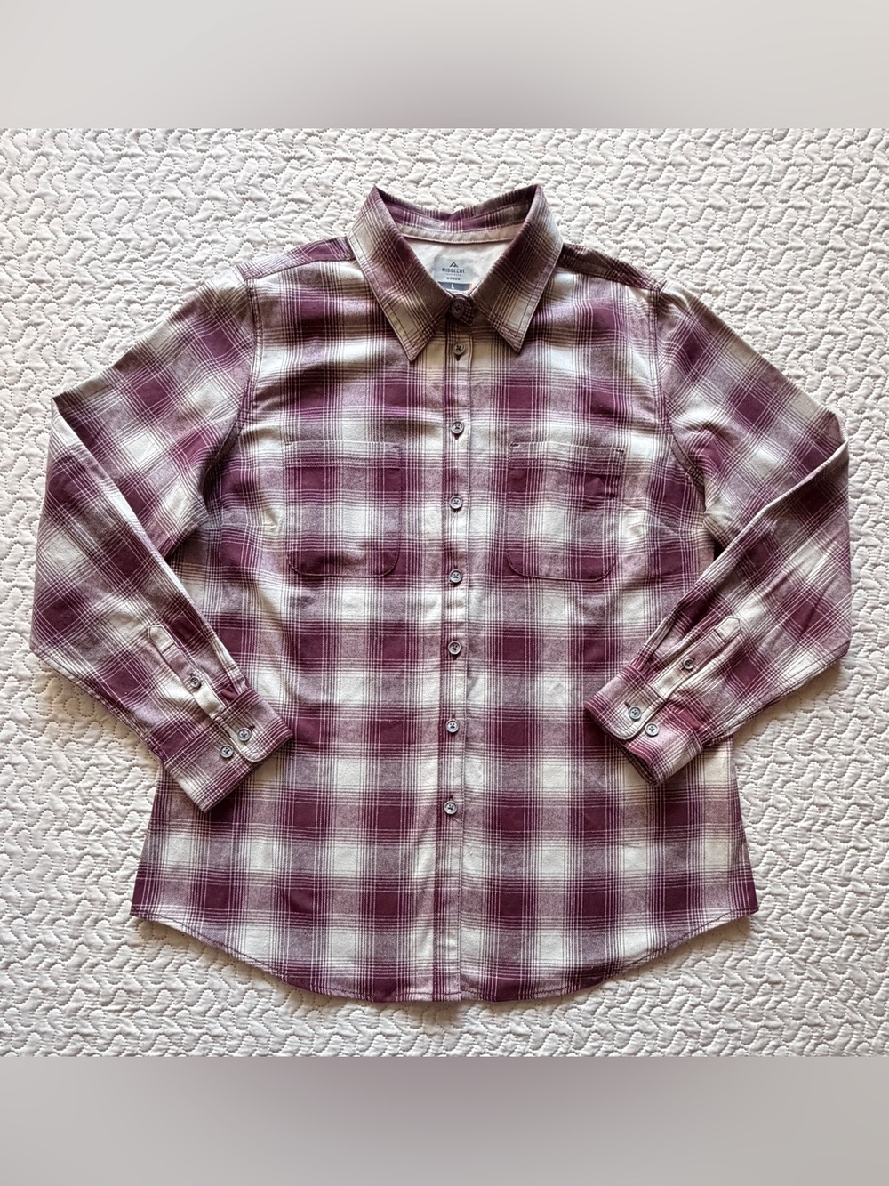 Ridgecut Toughwear Women’s Large Burgundy Plaid Button Up Work Shirt